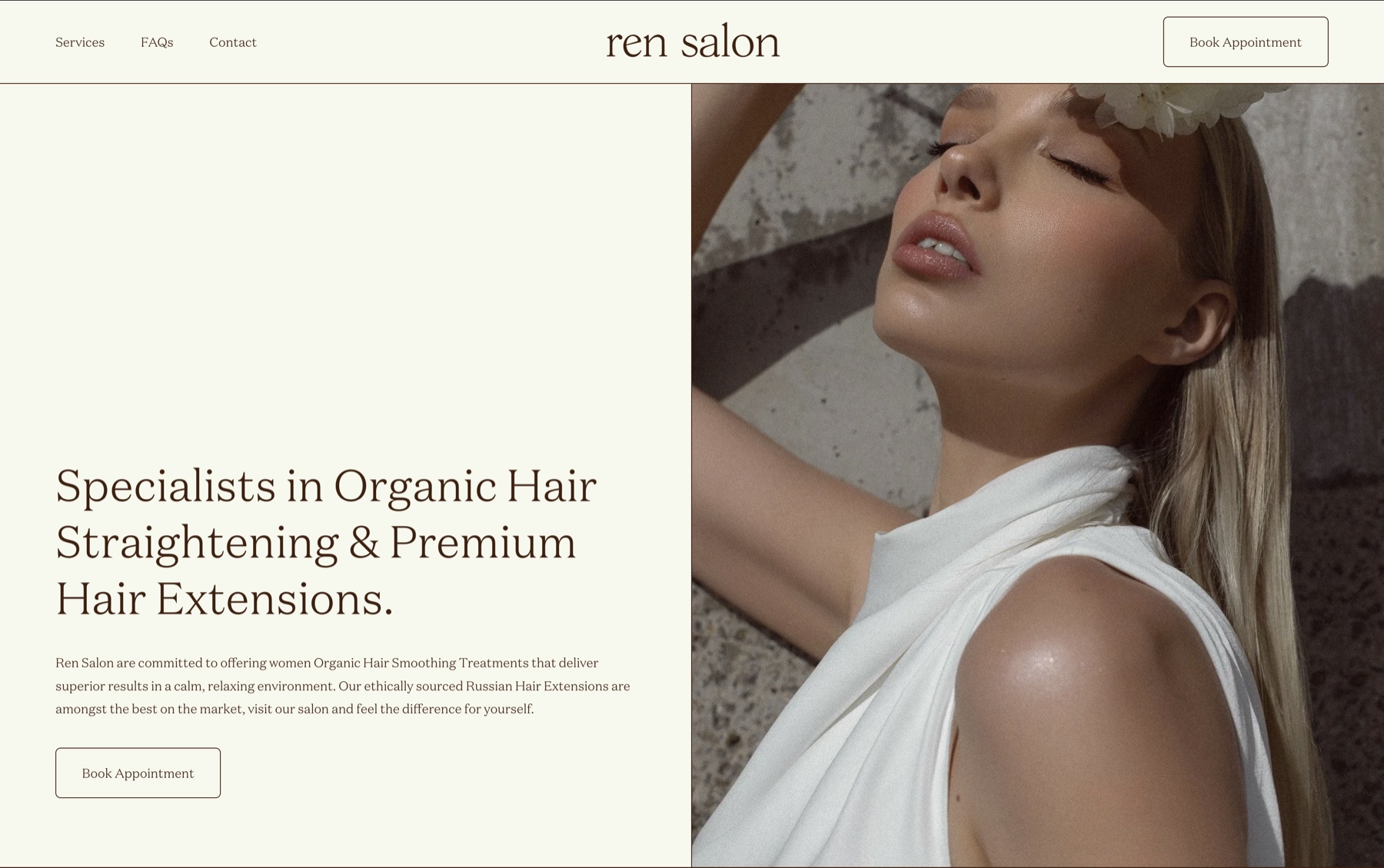 Ren Salon — live homepage hero engineered by Blackforge